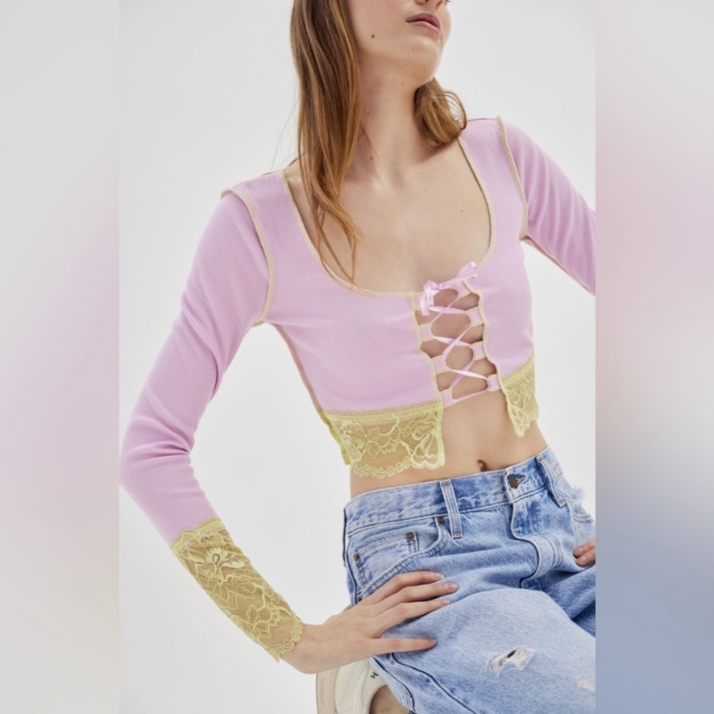 Urban Outfitters Nikko Lace Long Sleeve Top